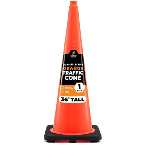 Miniatura 82 de Xpose Safety Cono de tráfico verde lima de 28 pulgadas, paquete de 4, cono de seguridad de PVC de alta calidad para estacionamiento, precaución