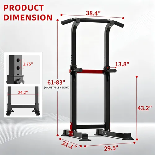 Miniatura 6 de Pull Up Bar, Multifunction Power Tower Dip Bar Station Home Gym Strength Training Workout Equipment for Pull-up Push-up Dips