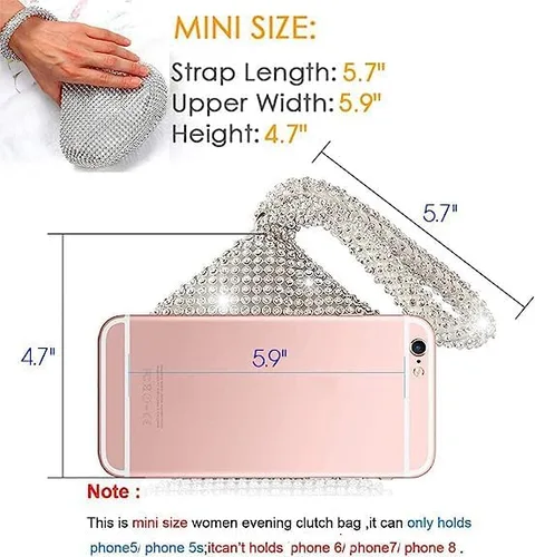 Miniatura 2 de ELEOPTION - Bolso de mano para mujer, diseño triangular, ideal para fiestas o graduaciones, Plateado
