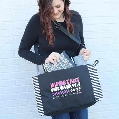 Miniatura 147 de Brooke & Jess Designs Bolso de mano para la abuela – Bolso de lona resistente con cremallera y bolsillo interior para la abuela para uso diario