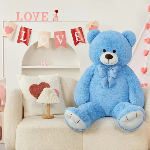 Miniatura 2 de Tezituo Oso de Peluche Gigante de 47 Pulgadas, Suave Animal de Peluche Grande Tamaño Real de 4 Pies, Juguete de Oso de Peluche, Regalo de San Azul