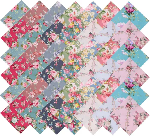 Miniatura 7 de Nodsaw Paquete de 42 dijes vintage para acolchar de 5 pulgadas, cuadrados de dijes para acolchar de 5 x 5 – 100% algodón, cuadros de tela floral