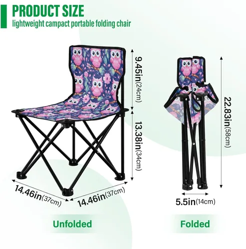 Miniatura 3 de Outdoor Folding Pink Owl Flower Camping Chairs for Adults Portable Camping Chair Lightweight Lawn Chair 202a4579