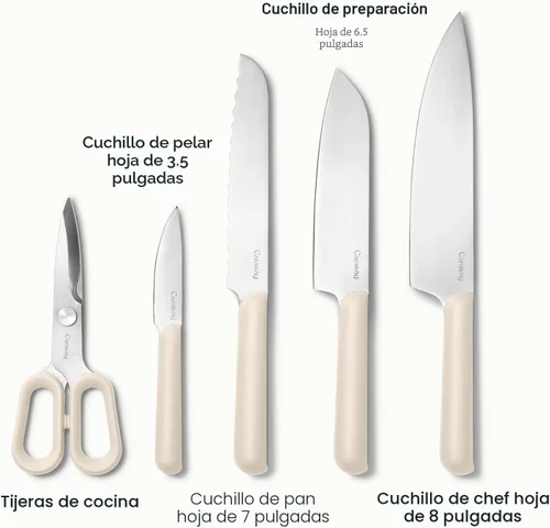 Miniatura 3 de Caraway Juego de utensilios de cocina de 14 piezas, juego de cuchillos de cocina y utensilios de madera, fabricado con cuchillas de acero alemán