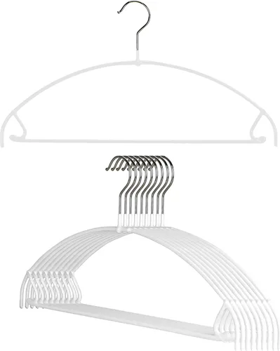 Mawa by Reston Lloyd Euro Ultra Light/Thin Series, Percha antideslizante que ahorra espacio con barra y gancho para pantalones y faldas, estilo