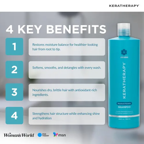 Miniatura 7 de KERATHERAPY Champú hidratante con infusión de queratina, 33.8 onzas líquidas, 33.8 fl oz, champú hidratante antiencrespamiento para cuero cabelludo