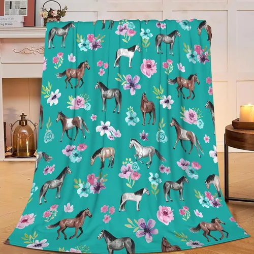 Miniatura 31 de Manta de caballos, manta de caballos, regalos para niñas, mujeres, niños y adultos, súper suave y acogedora, manta de forro polar mullido, Caballo