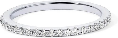 Miniatura 5 de PAVOI - Anillo apilable de plata de ley 925 chapado en oro de 14 quilates con diamantes de imitación de circonia cúbica para mujer