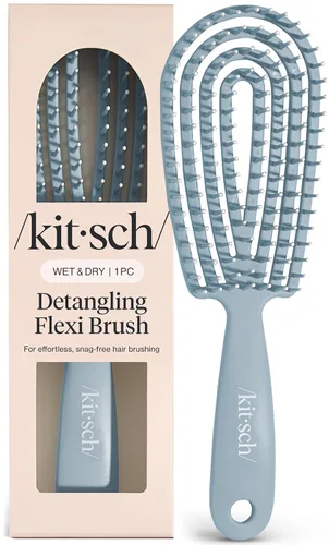 Kitsch Cepillo desenredante para cabello Flexi Flow para mujeres, hombres y niños | Cepillos desenredantes para cabello rizado con marco flexible,
