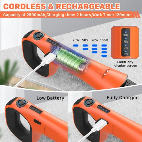Miniatura 2 de Hillyfe Cepillo de parrilla para exteriores, cepillo de parrilla recargable inalámbrico con 3 cabezales de cepillo, cepillos de limpieza eléctricos