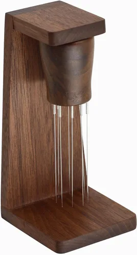 Herramienta WDT de Nogal Hecha a Mano para Espresso con Soporte Magnético para Barista, Acero Inoxidable 304, 8 Agujas de 0.35mm