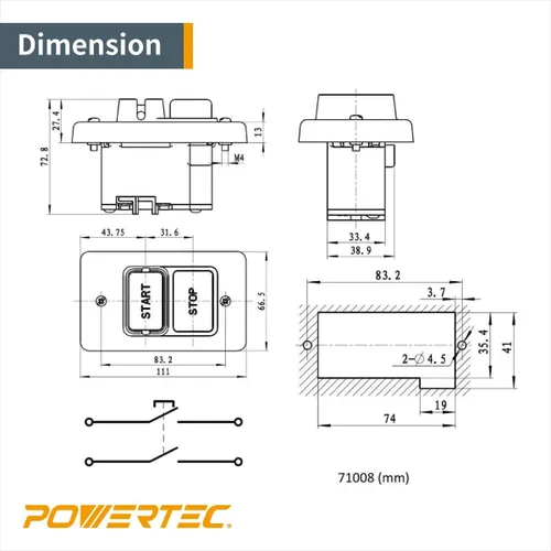 Miniatura 5 de Interruptor de encendido / apagado monofásico POWERTEC 71008 110 / 220V.