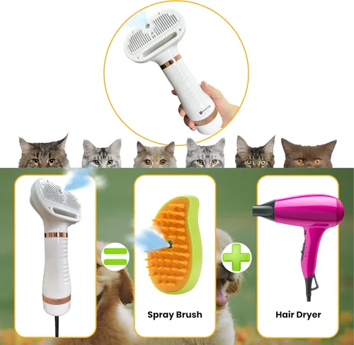 Miniatura 2 de Secador de pelo silencioso para mascotas de 300 W - Secador de pelo para mascotas para perros y gatos pequeños y medianos con peine extraíble