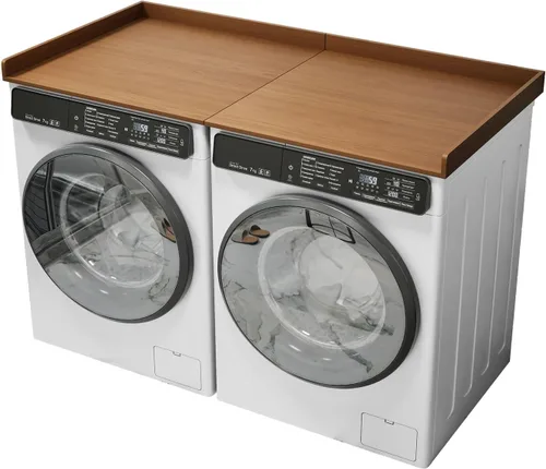 Encimera plegable de madera para encimera de lavandería con almohadillas antideslizantes, 54 pulgadas de ancho x 27.5 pulgadas de profundidad, Marrón