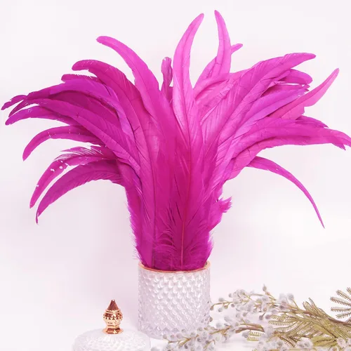 Miniatura 5 de THARAHT 50 piezas de plumas de cola de gallo, naturales, de 12 a 14 pulgadas (30-35 cm) para manualidades, bodas, atado de moscas, plumas para Rosa