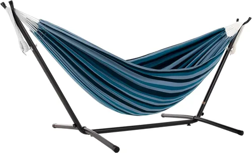 Miniatura 31 de Vivere Hamaca doble con soporte de acero que ahorra espacio, 450 libras de capacidad, incluye bolsa de transporte prémium, natural