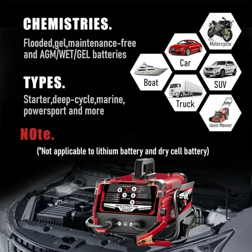 Miniatura 7 de Cargador de batería de coche de 12 V/24 V y arrancador del motor, mantenedor de batería de 0-30 A, amperios de arranque de 130 A, desulfatador
