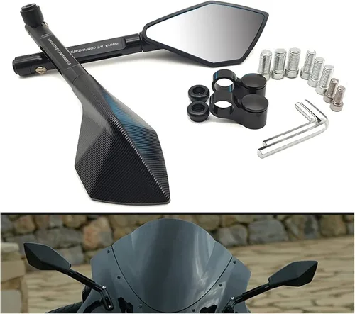 Miniatura 2 de Accesorios para espejos retrovisores de motocicleta, espejos laterales CNC negro para Kawasaki Ninja 250 Ninja 300R Z250 Z300 VERSYS 300X