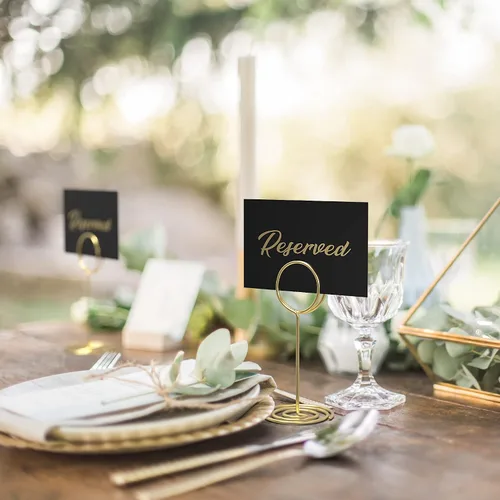 Miniatura 5 de Paquete de 10 letreros de mesa reservados negros para boda, cartulina de 3 x 4, letreros reservados para bodas, restaurantes, letreros reservados