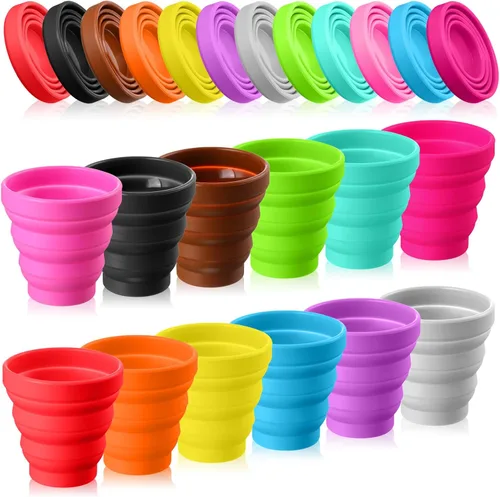 Umigy Vaso plegable de silicona sin tapas, vaso plegable portátil de viaje, colorido, reutilizable, plegable, vaso expandible para niños que viajan
