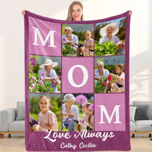 Miniatura 16 de Mantas personalizadas con collage de fotos y texto, hechas en Estados Unidos, mantas personalizadas con imágenes personalizadas para cumpleaños