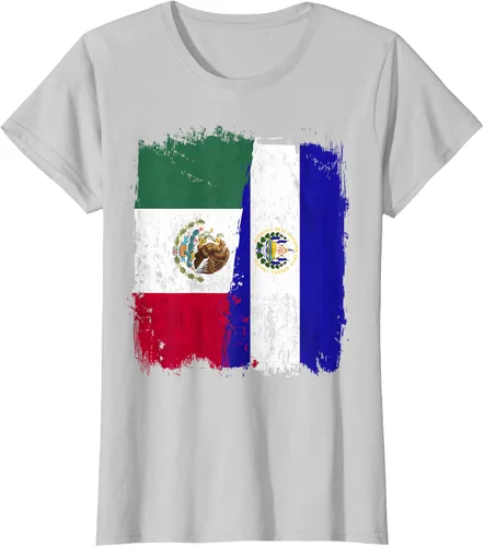 Miniatura 23 de Camiseta con la bandera mexicana de El Salvador con la mitad de la bandera mexicana de El Salvador