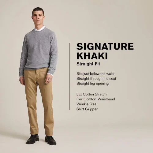 Miniatura 5 de Dockers Signature Lux Pantalones elásticos de algodón para hombre, ajuste recto, caqui.