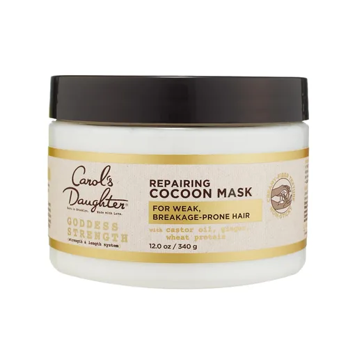 Carol's Daughter Goddess Strength Repairing Cocoon - Máscara hidratante para ondas, rizos y bucles, tratamiento capilar con aceite de ricino, 12