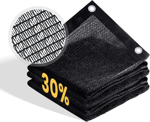 VICLLAX Tela de Sombra 30%, Malla Negra Duradera de 10x16 Pies con Ojal Cada 3 Pies, Red de Tela para Sombra Solar para Cobertura de Plantas,
