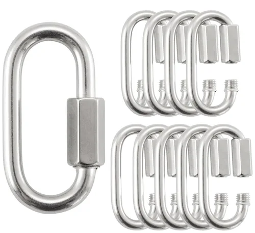 Miniatura 9 de HOME MASTER HARDWARE Mosquetón de enlace rápido de acero inoxidable 304 con bloqueo en forma de D, conector seguro resistente para cadenas, correas