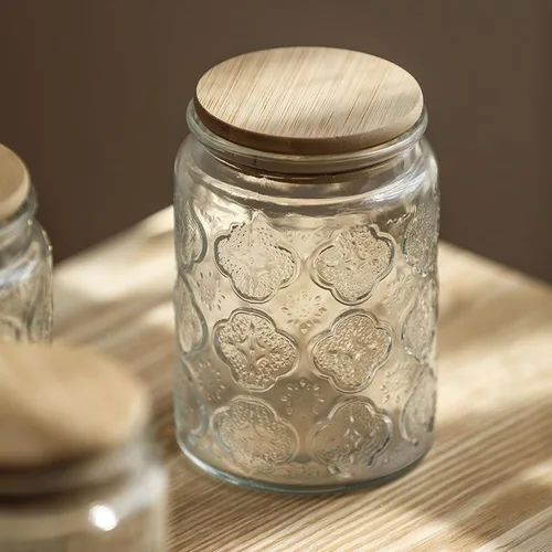 Miniatura 8 de Custde Tarros de almacenamiento de vidrio con tapa hermética, recipiente de 35 onzas para encimera de cocina con tapa de bambú, azúcar morena