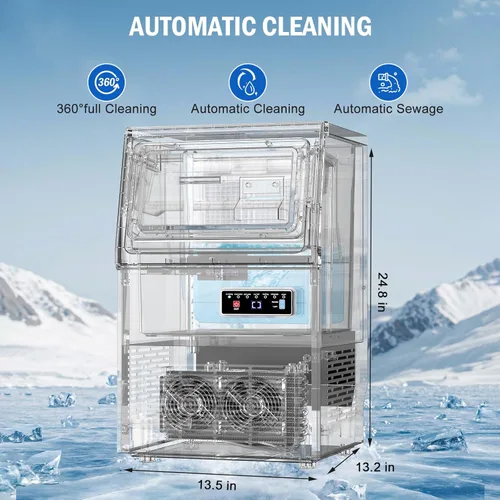 Miniatura 7 de Máquina de hielo de pepita, 80 libras/día con contenedor de almacenamiento de 15 libras, máquina de hielo independiente debajo del mostrador