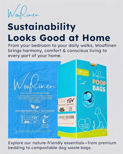 Miniatura 8 de Wooflinen Home Bolsas compostables para excrementos de perro – Rollos de bolsas para excrementos de perro a prueba de fugas – Grandes 9 x 13