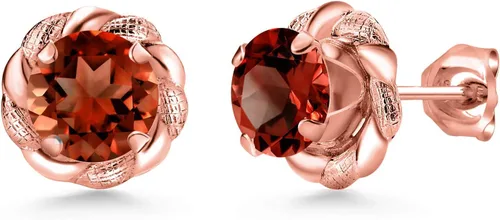 Miniatura 190 de Gem Stone King Aretes de plata de ley 925 de 0.236 in con piedra natal redonda para mujer