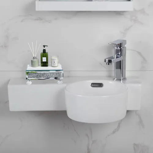 Miniatura 2 de TACIDON Elevador de cristal con espejo para fregadero de cocina, encimera de baño, decoración moderna. Soporte de pedestal de cristal