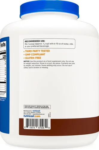 Miniatura 4 de Nutricost Proteína de Caseína en Polvo 5 Libras Chocolate - Caseína Micelar, Sin Gluten, Sin OMG