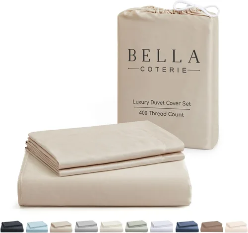 Miniatura 17 de Bella Coterie - Juego de funda de edredón de viscosa de bambú de lujo, tamaño King, 100% cultivado orgánicamente, lazos en las esquinas, ultra