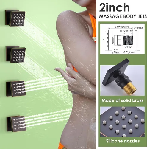 Miniatura 4 de Enga - Sistema de ducha con espray corporal, 12 pulgadas de sistema de cabezal de ducha de lluvia montado en la pared, sistema de chorros de ducha