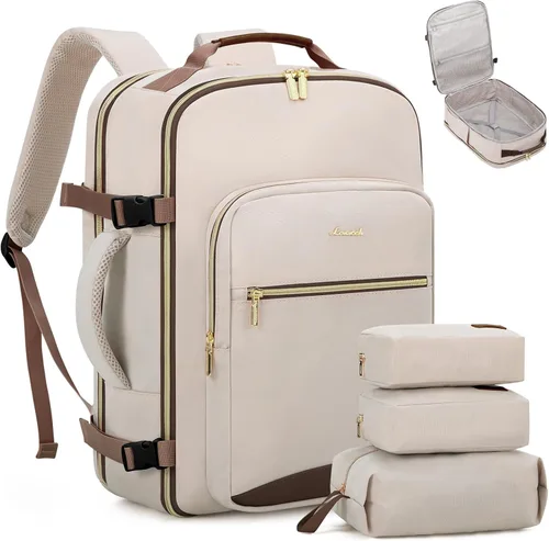 Miniatura 12 de LOVEVOOK Mochila de viaje de 40L aprobada para vuelo, 3 cubos de embalaje, bolsa de viaje impermeable para artículos personales, equipaje de mano