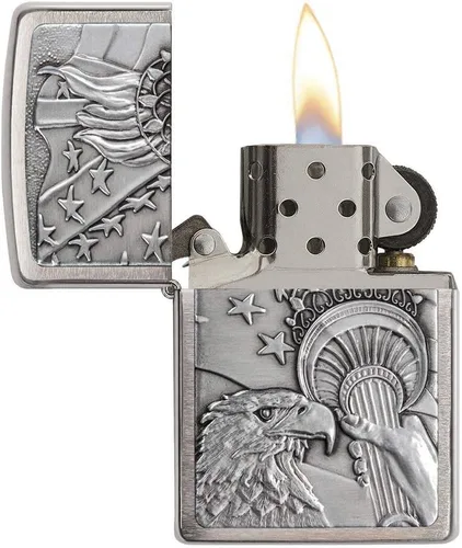 Miniatura 3 de Zippo Encendedor de bolsillo Eagles Dare - Encendedores recargables con tapa abatible a prueba de viento - Encendedores de bolsillo con diseño Cromo