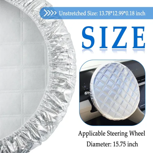 Miniatura 2 de Cubierta de Volante de Coche con Protección Solar, Cubierta de Rueda de Coche de Película de Aluminio para Aislamiento Térmico y Enfriamiento
