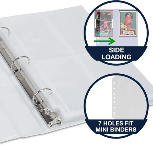 Miniatura 4 de Samsill Paquete de 100 fundas para tarjetas coleccionables de 4 bolsillos, capacidad para 800 tarjetas, transparente, cabe en mini binde estándar