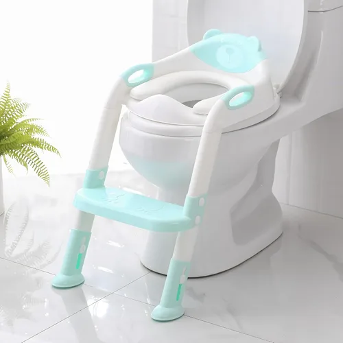 Miniatura 8 de SKYROKU - Asiento de inodoro mejorado para niños y niñas, para entrenamiento de baño, almohadilla antideslizante para protección contra