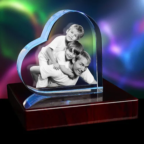 Miniatura 5 de Foto personalizada de cristal 3D Grabado grabado en el interior Regalo significativo para mamá, papá, esposa, marido, abuela, abuelo, niños