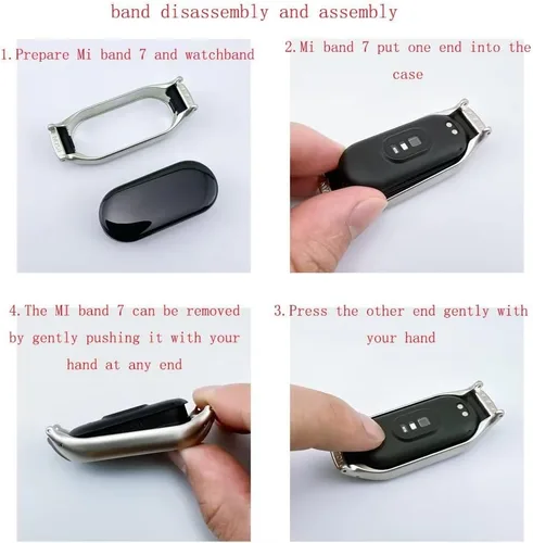 Miniatura 7 de Compatible con Xiaomi Mi Band 7 Band, correa de repuesto de cuero accesorios de correa de pulsera con marco de metal para Xiaomi Mi Band 7 Smart