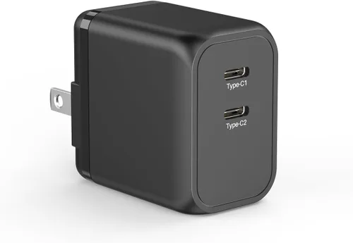 K&ZZ Bloque de cargador USB C de 45 W de doble puerto súper rápido tipo C cargador de pared plegable PD GaN cargadores estación de carga USB-C