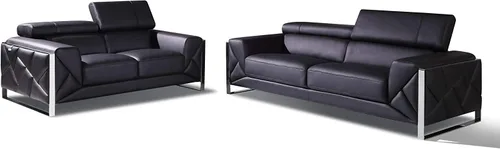 Miniatura 22 de BlackJack Furniture Gianni - Sofá de cuero italiano de grano superior con reposacabezas ajustables de 9 posiciones, patrón geométrico contemporáneo