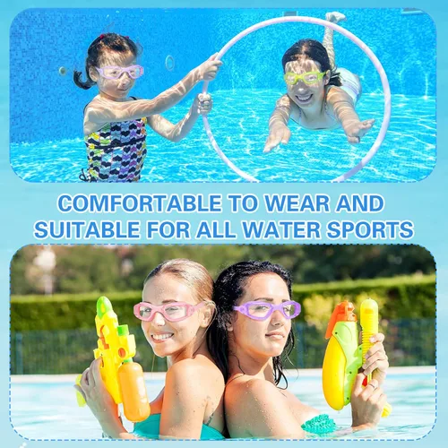Miniatura 7 de Fabbay 8 gafas de natación sin fugas para niños y adultos, protección UV, gafas de natación impermeables con clip para la nariz
