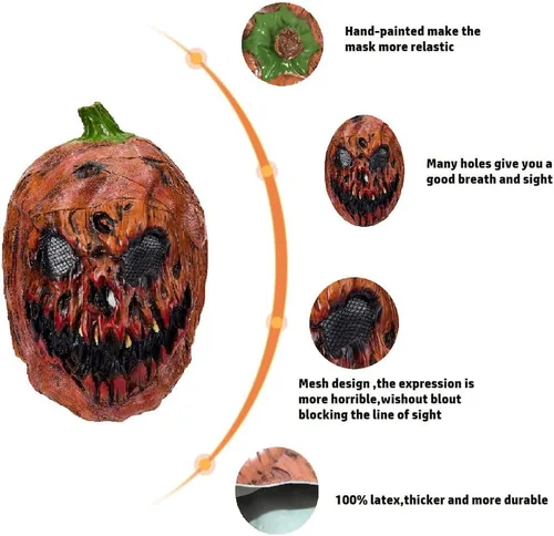 Miniatura 3 de Bbrand Máscaras de látex con cabeza de calabaza para decoración