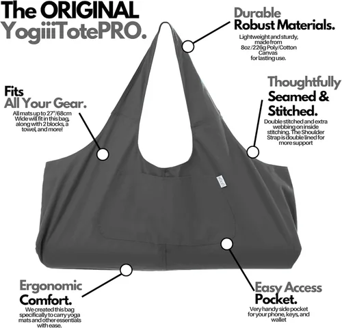 Miniatura 2 de Yogiii, bolsa para esterilla de yoga, la YogiiiTotePRO, bolsa grande para llevar esterilla de yoga con bolsillo lateral, para todos